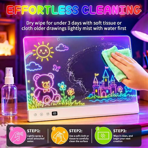 Rechargeable LED Drawing Board for Kids, Glow Doodle LED Note Board in Kuwait