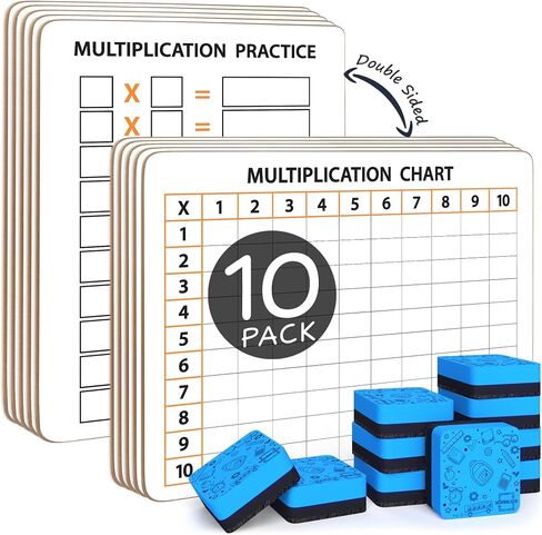 SCRIBBLEDO Multiplication Chart Dry Erase Boards 9x12, 10 Pack with Erasers in Kuwait