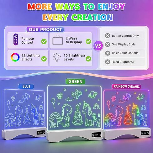 LED Drawing Board for Kids Ages 3-12,Glow Drawing Doard Gifts for Girl&Boy in Kuwait