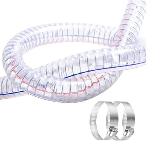 QuQuyi 1-1/2" ID x 1-3/4" OD، خرطوم سلك فولاذي بطول 3FT أنابيب تفريغ PVC (مع 2 مشبكين من الفولاذ المقاوم للصدأ)، خرطوم تصريف من الفينيل، أنبوب شفط من الفينيل، خط خرطوم من الفينيل المرن in Kuwait