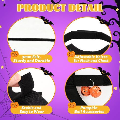 Halloween Cat Costume, 3 Pack Cute Bat Wings Mask Cats Spider Costume in Kuwait