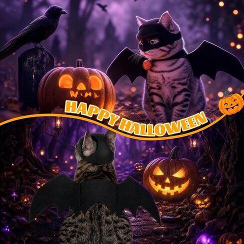 Halloween Cat Costume, 3 Pack Cute Bat Wings Mask Cats Spider Costume in Kuwait