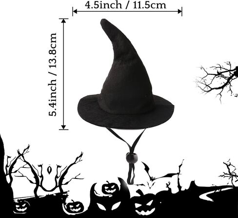 Witch Hat for Cats, Dog Halloween Witch Costume, Black Felt Adjustable Hat in Kuwait