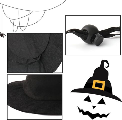 Witch Hat for Cats, Dog Halloween Witch Costume, Black Felt Adjustable Hat in Kuwait