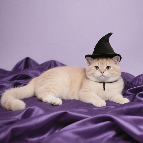 Witch Hat for Cats, Dog Halloween Witch Costume, Black Felt Adjustable Hat in Kuwait