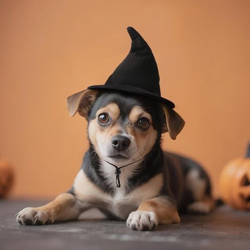 Witch Hat for Cats, Dog Halloween Witch Costume, Black Felt Adjustable Hat in Kuwait