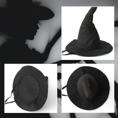 Witch Hat for Cats, Dog Halloween Witch Costume, Black Felt Adjustable Hat in Kuwait