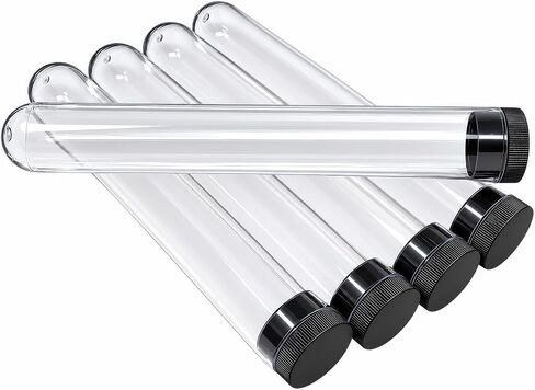 Prestige Import Group - 0.812" Interior Diameter Clear Acrylic Plastic Empty Storage Tubes - Round Bottom - 70ml Capacity, Press Fit Cap - 5 Pack in Kuwait
