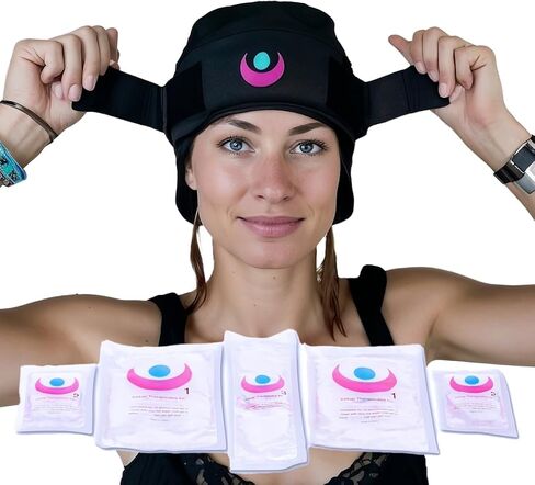 (2-Hour Cooling) Extra Strength Cold Cap, Adjustable Compression, Swappable Gel Packs. Class 1 Medical Device for Migraine, Scalp, Concussion Relief, Chemo. Comfortable Sizes & Machine Washable in Kuwait