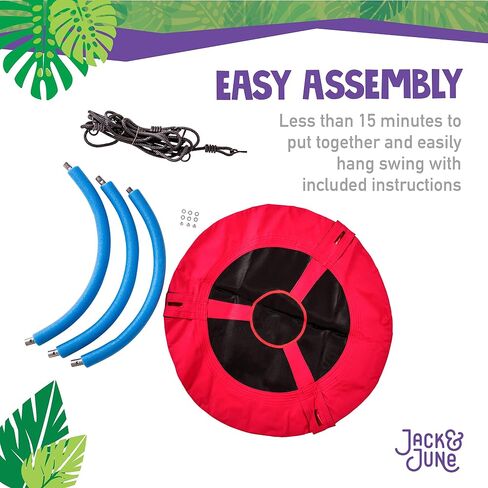 Jack and June 30" Diameter Red Round Swing Supports up to 300 lbs Swing in Kuwait
