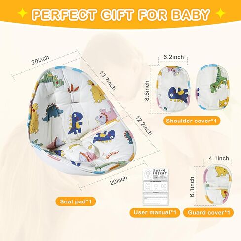 Toddler Swing Cushion - FEISIKE Baby Swing Outdoor Seat Insert Pad Compatible with Coconut Toddler Swing Egg Swing for Toddlers Ages 6-36 Months, Detachable and Washable(Swing Not Included) in Kuwait