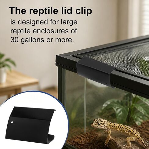 6pcs Large Reptile Tank Clips, Metal Heavy Duty Terrarium Tank Cover Clip Replacements Suitable for 30-Gallon or Larger Reptile Enclosure (Black) in Kuwait