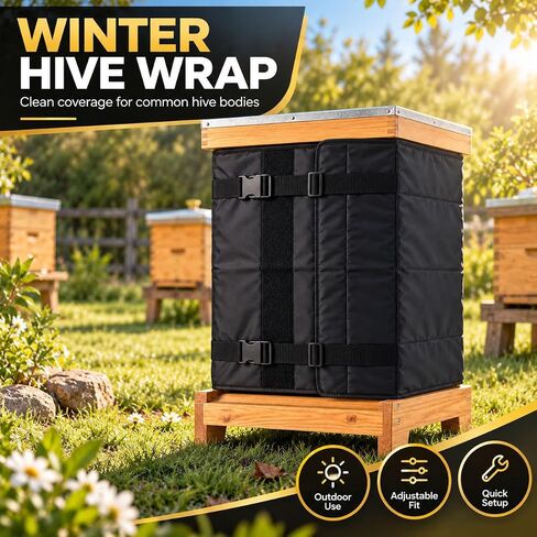 Beehive Winter Wrap for BeeCastle Logo Free 5 Frame Beehive Kit BCTY5NUC, 600D Oxford Bee Hive Insulation Cover with Aluminum Foil Lining, Adjustable Buckles for Outdoor Hives in Kuwait