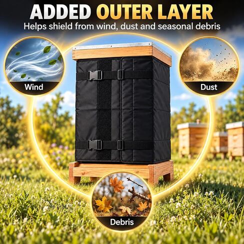 Beehive Winter Wrap for BeeCastle Logo Free 5 Frame Beehive Kit BCTY5NUC, 600D Oxford Bee Hive Insulation Cover with Aluminum Foil Lining, Adjustable Buckles for Outdoor Hives in Kuwait