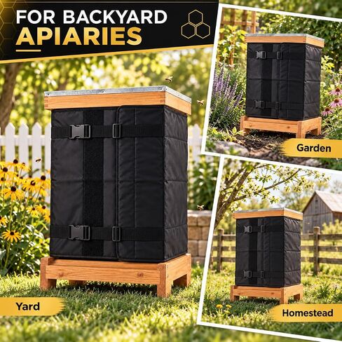 Beehive Winter Wrap for BeeCastle Logo Free 5 Frame Beehive Kit BCTY5NUC, 600D Oxford Bee Hive Insulation Cover with Aluminum Foil Lining, Adjustable Buckles for Outdoor Hives in Kuwait