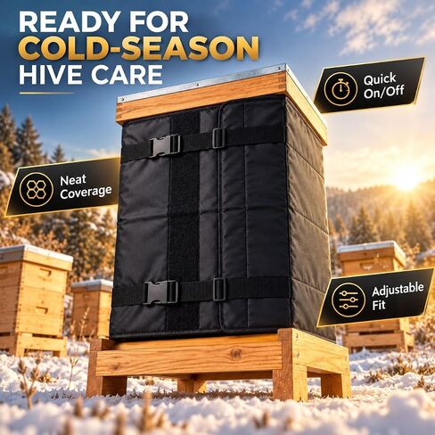 Beehive Winter Wrap for BeeCastle Logo Free 5 Frame Beehive Kit BCTY5NUC, 600D Oxford Bee Hive Insulation Cover with Aluminum Foil Lining, Adjustable Buckles for Outdoor Hives in Kuwait