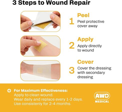 AWD Manuka Honey Gauze Dressing - 100% Impregnated Medical Grade Honey Patches - Medical Supplies, Wound Care, and First Aid - Gauze Pads 10 Count (2"x2") in Kuwait