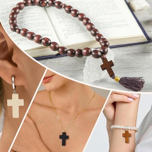 Phinus Small Wooden Crosses 70 PCS, 5 Colors Mini Crosses with Holes, Pocket Prayer Wooden Small Crosses for Easter Eggs Fillers, Keychains, Christian Gifts, Jewelry Making and DIY Crafts in Saudi Arabia