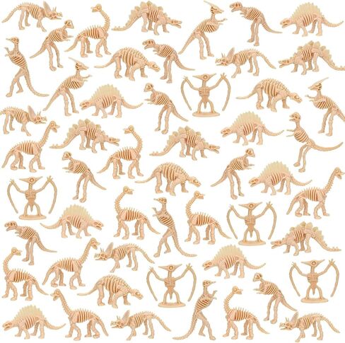 60 PCS Dinosaur Fossil Skeletons, Assorted Dinosaur Skeleton Toys Figures for Science Play Dino Sand Dig Party Favor Decorations in Kuwait