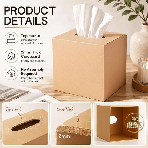 4 Pcs Kraft Paper Mache Tissue Box Cover, Premade Blank Cardboard in Kuwait