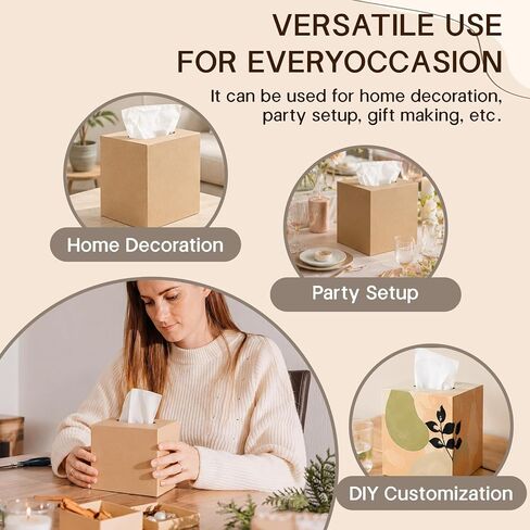 4 Pcs Kraft Paper Mache Tissue Box Cover, Premade Blank Cardboard in Kuwait