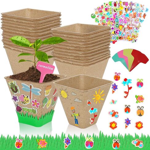 NNG 40 Set Garden Paper Pot Craft Kit, Square Paper Mache Plant Pots Set in Kuwait
