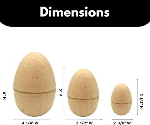 Paper Mache Nesting Easter Eggs, DIY Blank Fillable Paintable Craft Eggs, 3 Sizes (6 Inch, 5 Inch, 3.25 Inch), Easter Craft Supplies in Kuwait