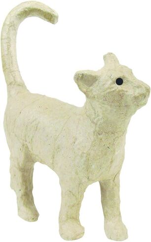 Décopatch - Ref AP583O - Small Cat - Papier Maché Object to Decorate - 11 x 3.5 x 12cm - Decorate with Décopatch Papers & PaperPatch Glue, Glitter, Paints in Kuwait