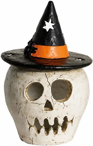 Mud Pie Skull Halloween Lantern, Hand Painted Paper Mache Tea Light Holder in Saudi Arabia