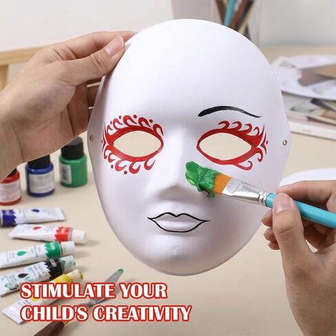 50 Pack DIY Full Face Masks Blank White Mask for Painting 2 Sizes Paper Mache Masquerade Mask for Halloween Mardi Gras Party Art Supplies in Kuwait