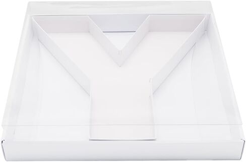 WENPACK 12.5" Cardboard Letter Number Shaped Fillable Paper Mache Chocolate Covered Strawberry Decorative Gift Box Tray with Clear Lid (White, A) in Kuwait