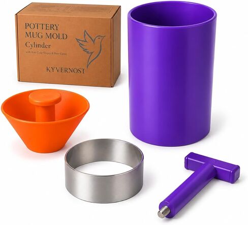 Pottery Mug Mold for Clay, Ceramic Cup Form with Rim Shaper in Kuwait