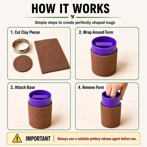 Pottery Mug Mold for Clay, Ceramic Cup Form with Rim Shaper in Kuwait