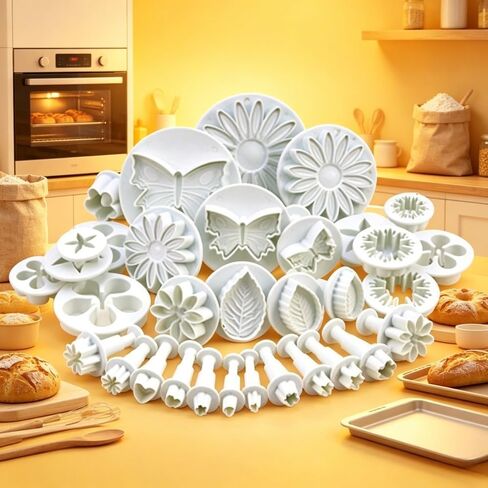 33-Piece Clay and Ceramic Mold Set Spring-Loaded 3D Plunger Cutters PVC Tools for DIY Handicrafts and Artisan Creations, A1 in Kuwait