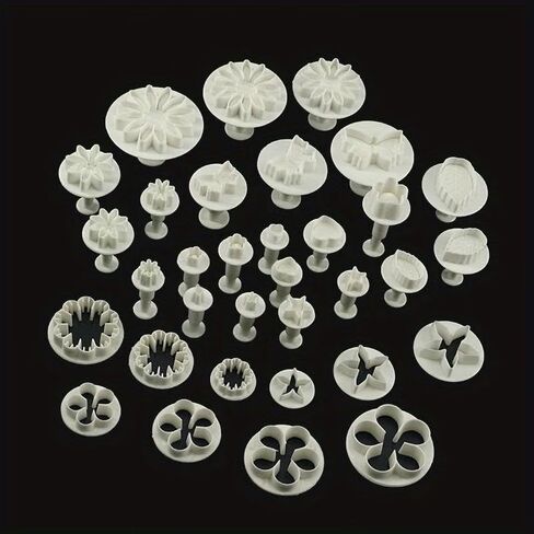 33-Piece Clay and Ceramic Mold Set Spring-Loaded 3D Plunger Cutters PVC Tools for DIY Handicrafts and Artisan Creations, A1 in Kuwait