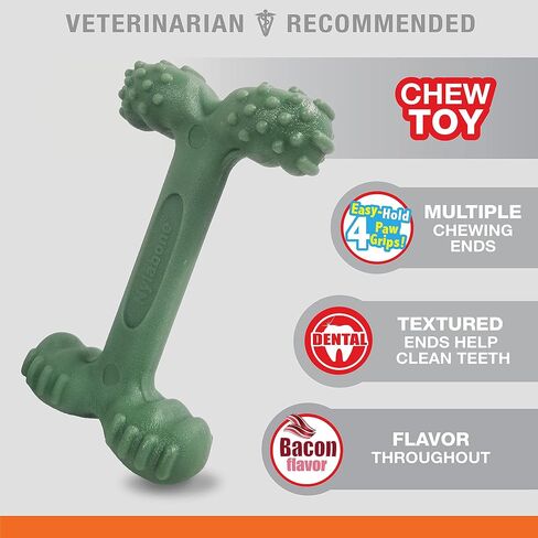 Nylabone Power Chew Easy Hold Bone Dog Chew Toy, Bacon Flavor, Large in Kuwait
