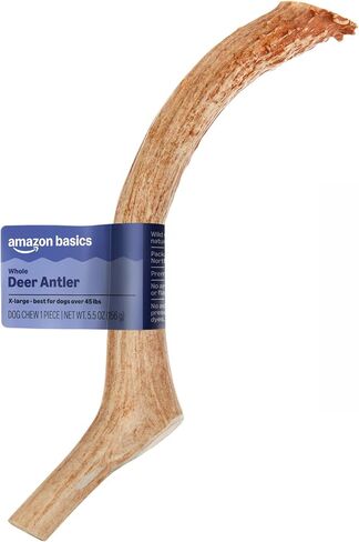 Amazon Basics Dog Deer Antler Chew, Naturally Shed, Whole, 9-10.5 inches, Long Lasting for Aggressive Chewers, X-Large, Best for Dogs Over 45 lbs (Previously Wag) in Kuwait