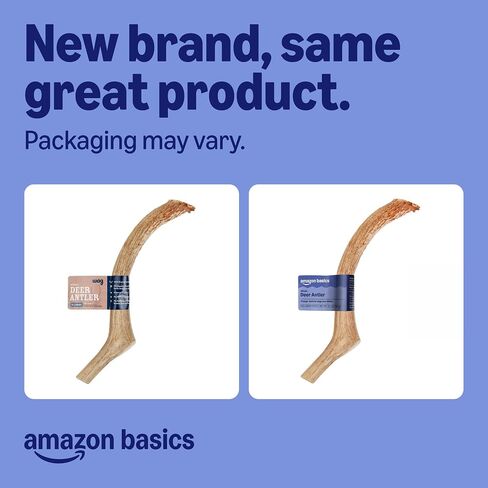 Amazon Basics Dog Deer Antler Chew, Naturally Shed, Whole, 9-10.5 inches, Long Lasting for Aggressive Chewers, X-Large, Best for Dogs Over 45 lbs (Previously Wag) in Kuwait