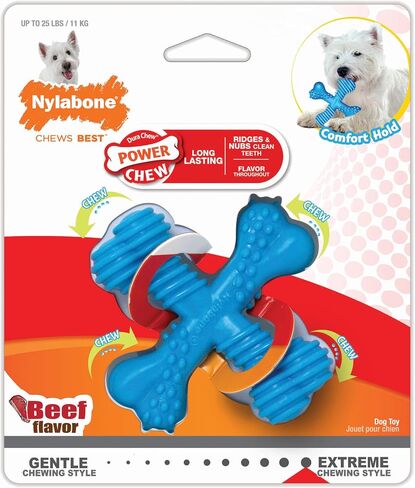 Nylabone Power Chew Comfort Hold X Bone Dog Chew Toy, Beef Flavor, Small in Kuwait