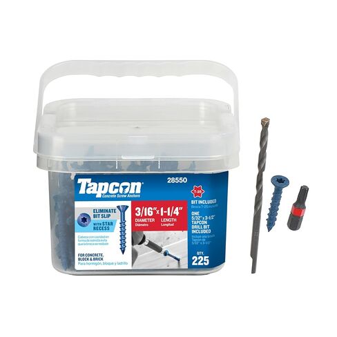 Tapcon 28350 3/16x1-1/4 Blue Star Drive Bugle Head Concrete Anchors 75/Box in Kuwait