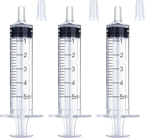 10mL Syringe for Liquid, Food, Oral, Scientific Labs, Measurement, Dispensing, Press-In Adapter, Craft, Big Tip with Cap- 3 Pack 10ml Syringes with tsp & mL Measurement in Kuwait