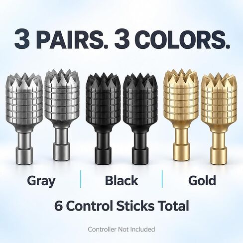 3 Pairs Replacement Joysticks Compatible with DJI RC/RC 2 Controller, 6PCS Aluminum Alloy Thumb Sticks for Mini 4 Pro, Mini 3 Pro, Air 3, Mavic 3, Gold Silver Black in Kuwait