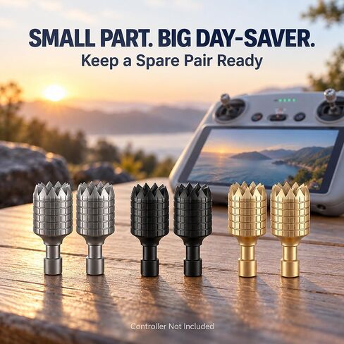 3 Pairs Replacement Joysticks Compatible with DJI RC/RC 2 Controller, 6PCS Aluminum Alloy Thumb Sticks for Mini 4 Pro, Mini 3 Pro, Air 3, Mavic 3, Gold Silver Black in Kuwait