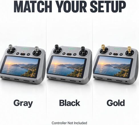 3 Pairs Replacement Joysticks Compatible with DJI RC/RC 2 Controller, 6PCS Aluminum Alloy Thumb Sticks for Mini 4 Pro, Mini 3 Pro, Air 3, Mavic 3, Gold Silver Black in Kuwait