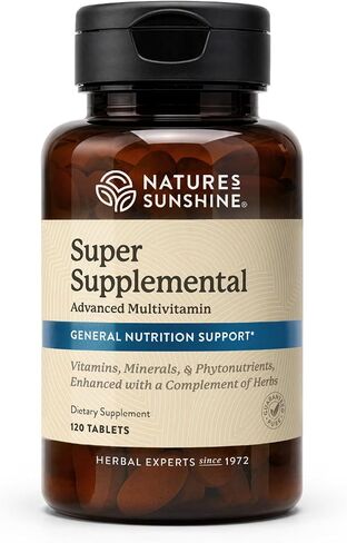 Nature's Sunshine Super Supplemental، 120 قرصًا | الفيتامينات المتعددة للرجال والنساء توفر الفيتامينات والمعادن والأحماض الأمينية والأعشاب ومساحيق الفاكهة ومساحيق الخضروات والكاروتينات in Kuwait