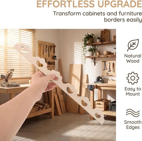 12pcs Wood Scallop Edging Trim 15.75 Inch Cabinet Frame Molding in Kuwait