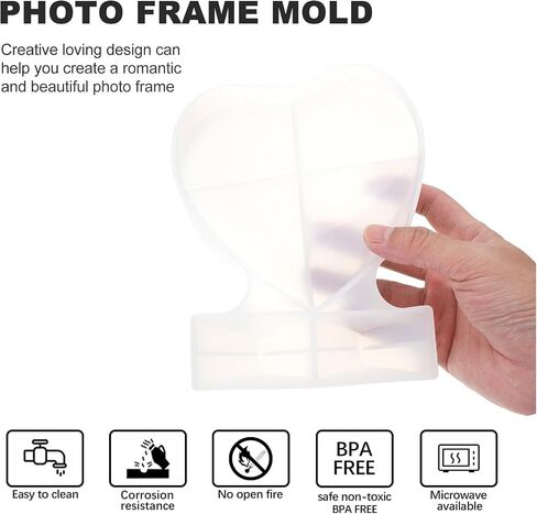 BESPORTBLE Heart Shaped Picture Frame Mold Silicone Epoxy Casting Tool in Kuwait