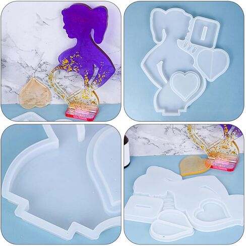 WOONEKY Heart-Shaped Photo Frame Silicone Mold for Epoxy Resin Crafting in Saudi Arabia