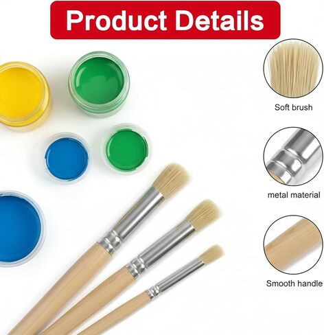 6Pcs Wooden Stencil Brush Set, Natural Stencil Brushes Bristle Wooden in Kuwait