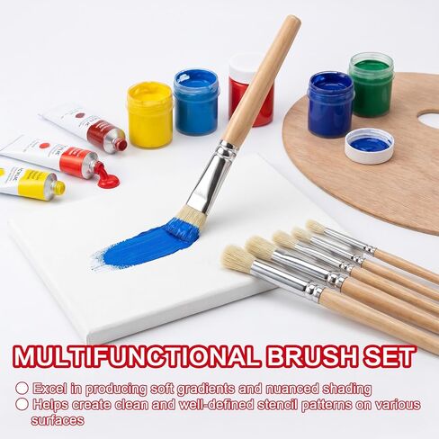 6Pcs Wooden Stencil Brush Set, Natural Stencil Brushes Bristle Wooden in Kuwait